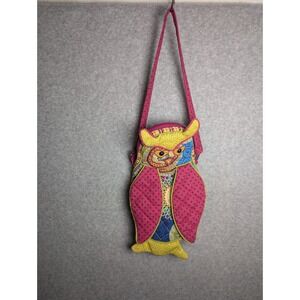 Sassy Pet Saks by Douglas Quilted Owl Shape Shoulder Bag Multicolor Boho Artsy
